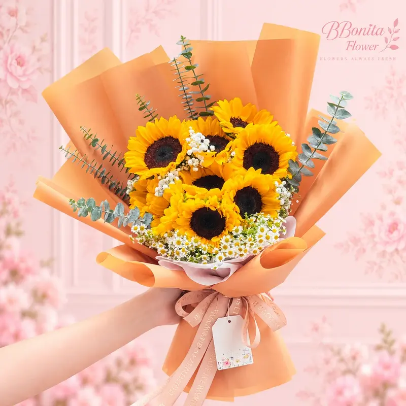 ช่อดอกไม้ทานตะวันพรีเมียม จัดช่อสวยงาม ของขวัญวันรับปริญญาและการแสดงความยินดี ร้าน BBonita Flower ปทุมธานี