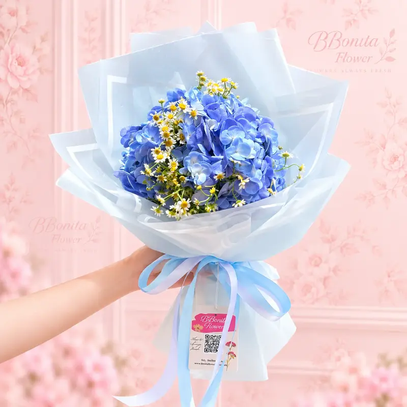 ิblue-hydrangea-daisy-flower